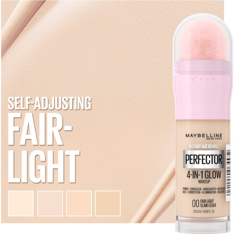 Maybelline Instant Age Rewind Perfector 4-in-1 Glow Brightening Foundation For A Natural Look Shade 00 Fair 20 Ml