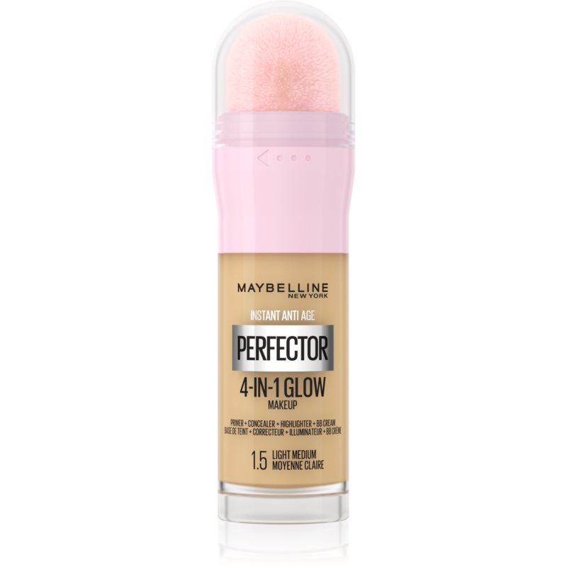 Maybelline Instant Age Rewind Perfector 4-in-1 Glow Brightening Foundation For A Natural Look Shade 1.5 Light Medium 20 Ml