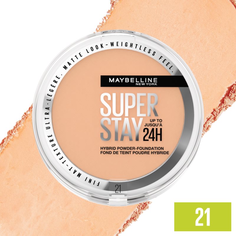 Maybelline SuperStay 24H Hybrid Powder-Foundation Compact Powder Foundation For A Matt Look Shade 21 9 G