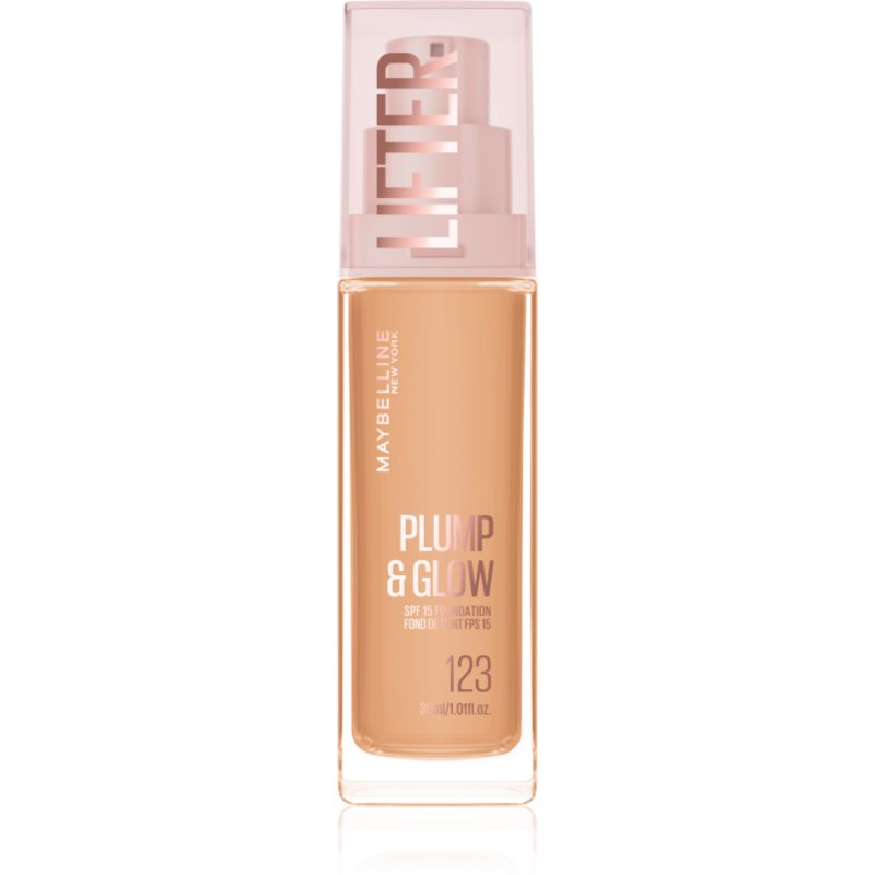 MAYBELLINE NEW YORK Lifter Plump & Glow rozjasňující make-up pro přirozený vzhled odstín 123 30 ml