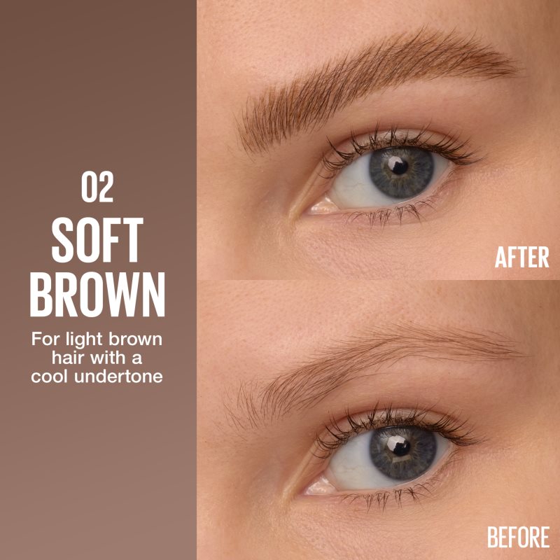 MAYBELLINE NEW YORK Brow Inserts fix na obočie s kefkou 2 v 1 odtieň 2 Soft Brown 1.25 ml (obrázok 3)