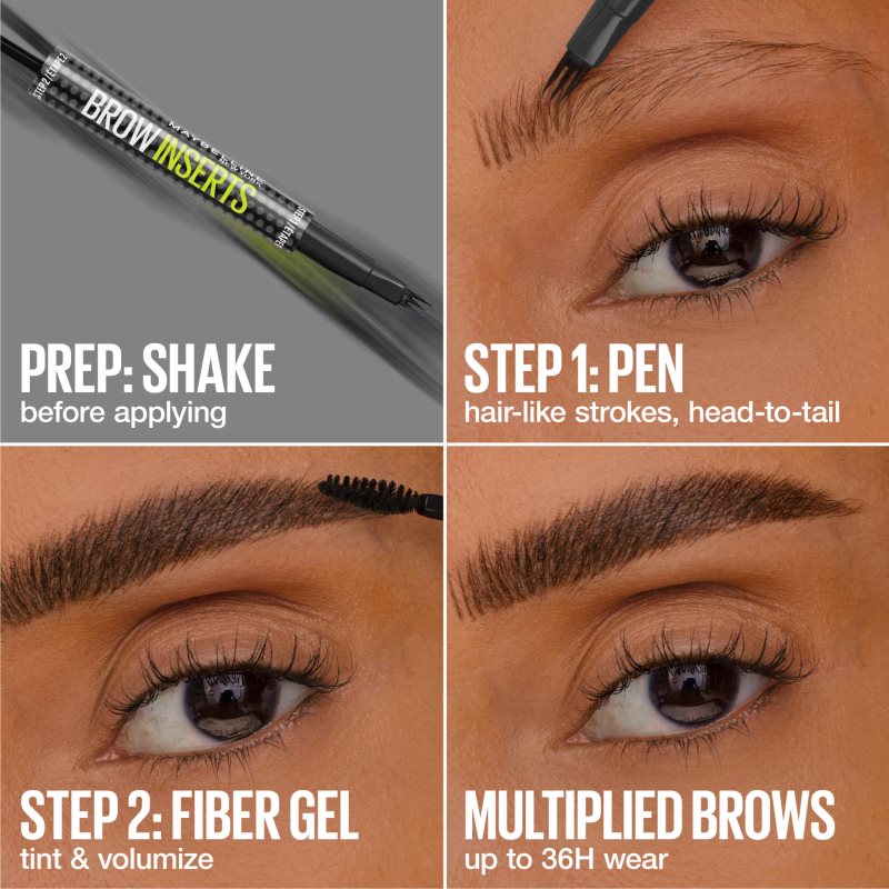 MAYBELLINE NEW YORK Brow Inserts fix na obočie s kefkou 2 v 1 odtieň 4.5 Ash Brown 1.25 ml (obrázok 7)