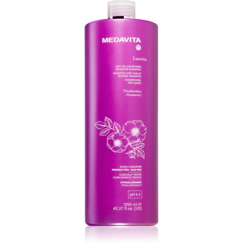 Medavita LUXVIVA Anti-Yellow Shampoo срібний шампунь для нейтралізації жовтизни 1250 мл