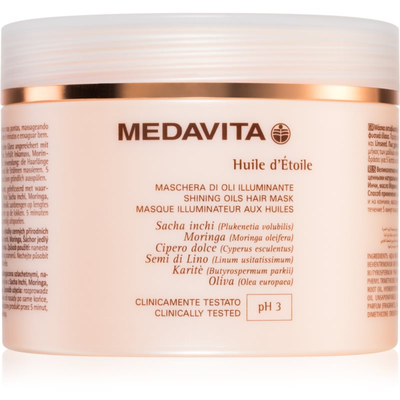 Medavita huile d'étolle shining oils hair mask haj maszk a fénylő és selymes hajért 500 ml