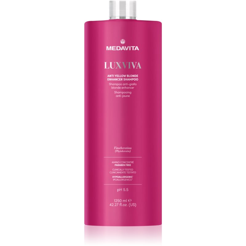 Medavita Medavita LUXVIVA Anti-Yellow Shampoo σαμπουάν για προστασία του χρώματος των ξανθών μαλλιών 1250 ml