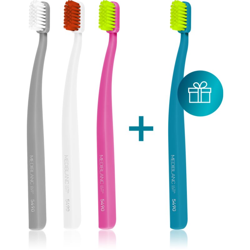 MEDIBLANC 5490 Ultra Soft zubné kefky ultra soft Grey, White, Pink, Blue 4 ks (obrázok 10)