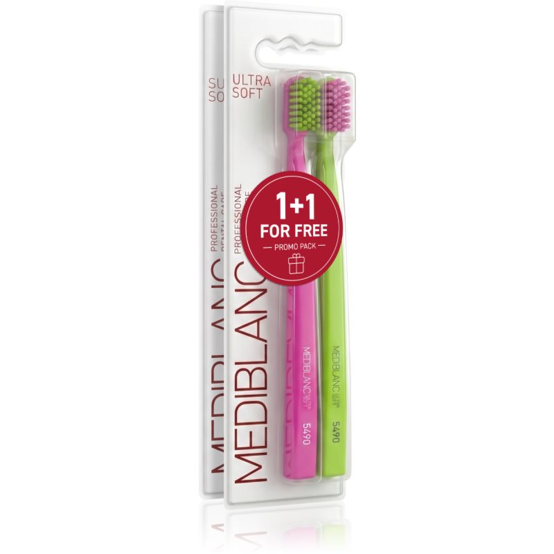 MEDIBLANC Set TB Ultra Soft Pink Green   Super Soft Dpink Blue Duopack zubné kefky