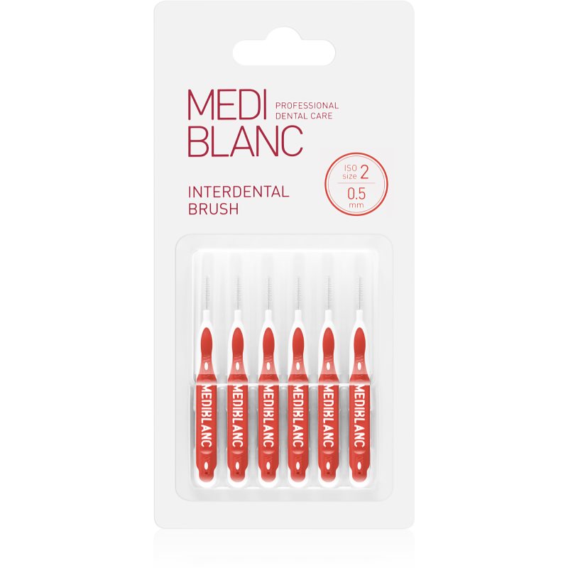 MEDIBLANC Interdental Pick-brush Interdental Brush tarpdančių šepetėlis 6 vnt. 0,5 mm Red