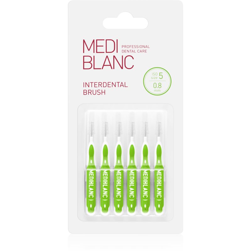 MEDIBLANC Interdental Pick-brush Interdental Brush tarpdančių šepetėlis 6 vnt. 0,8 mm Green