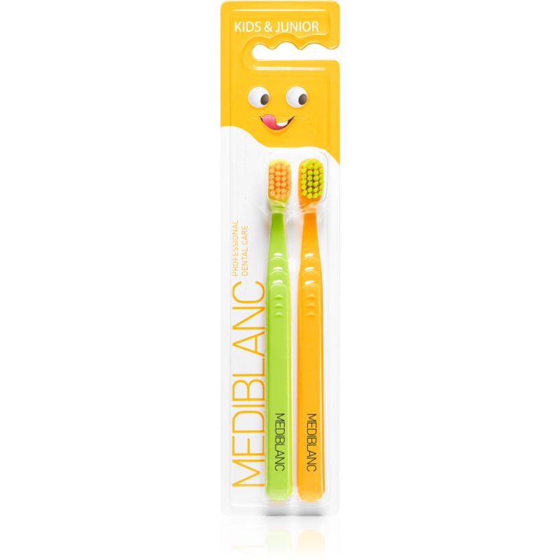 MEDIBLANC KIDS & JUNIOR Ultra Soft dantų šepetėlis vaikams 2 vnt. Green, Orange