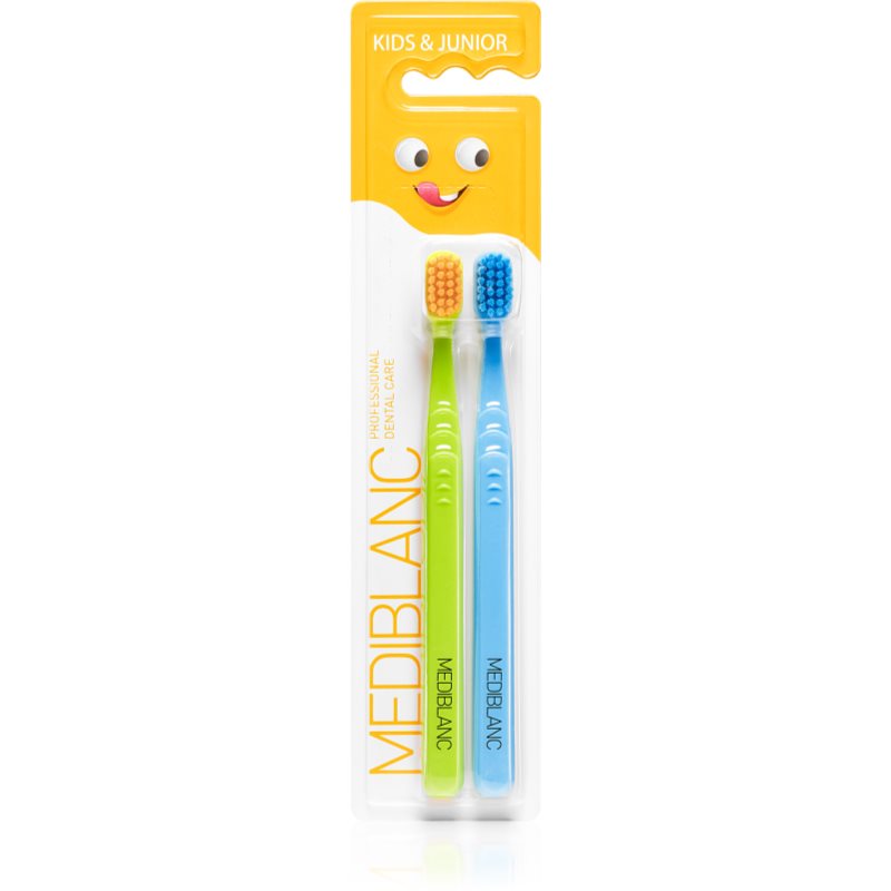 MEDIBLANC KIDS & JUNIOR Ultra Soft dantų šepetėlis vaikams 2 vnt. Green, Blue