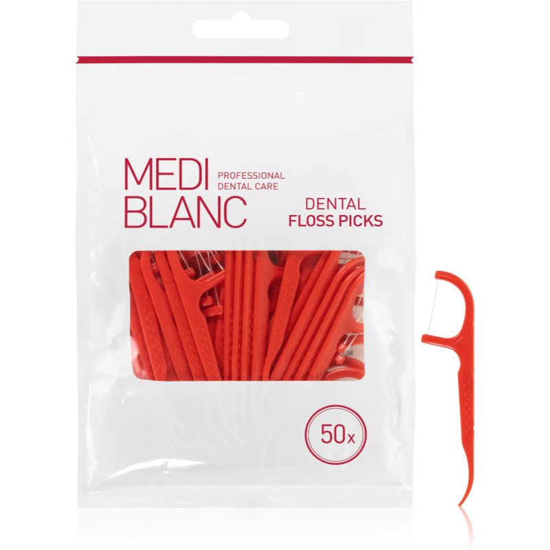MEDIBLANC Dental Floss Picks Toothpicks With Dental Floss 50 Pc