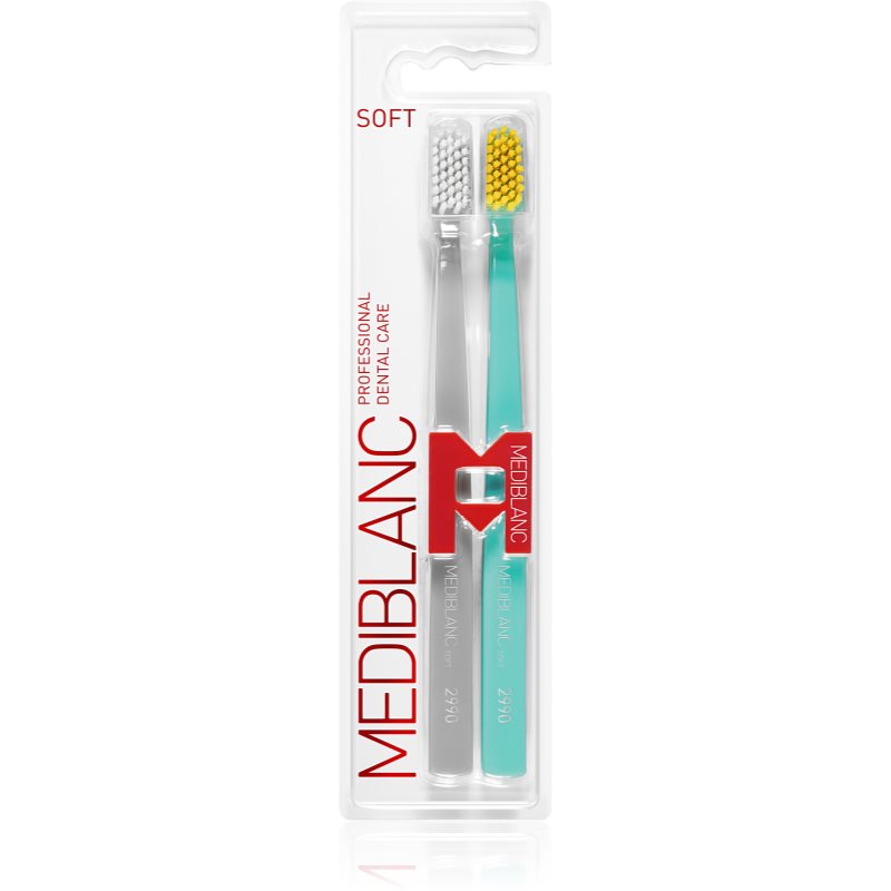 MEDIBLANC 2990 Soft Toothbrushes Soft Grey, Blue 2 Pc