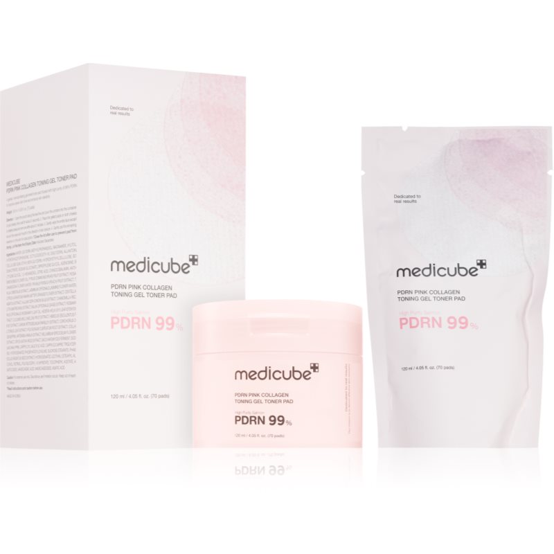 Medicube PDRN Pink Collagen Toning Gel Toner Pad тонизиращи възглавнички за освежаване и изглаждане на кожата 70 бр.