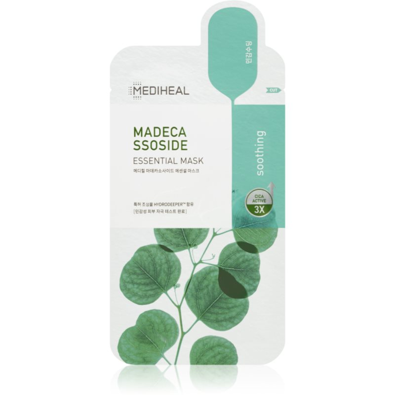 MEDIHEAL Essential Mask Madeca Ssoside тканинна маска має заспокійливі властивості 24 мл