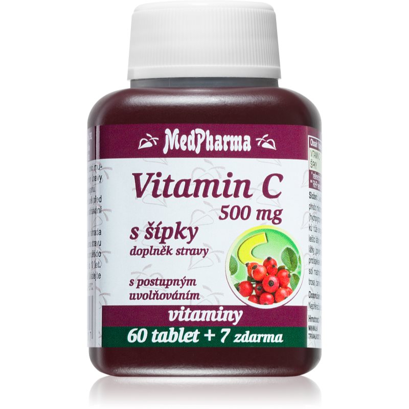 MedPharma Vitamin C 500mg so šípkami, s postupným uvoľňovaním tablety na podporu imunitného systému, pre krásnu pleť a nechty 67 tbl kúpite na Notino.sk