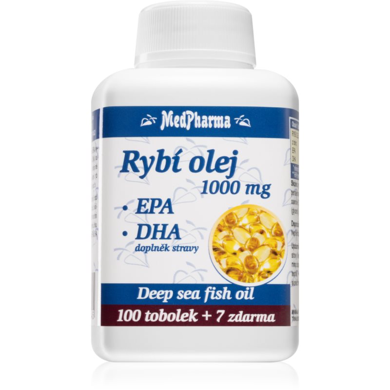 MedPharma Rybí olej 1000 mg tobolky pre normálnu činnosť srdca a mozgu 107 cps
