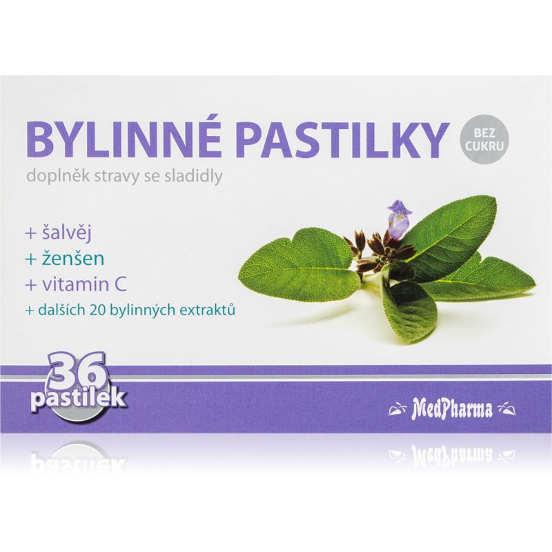MedPharma Bylinné pastilky šalvia, ženšen, vitamín C pastilky pre normálnu funkciu dýchacieho systému 36 ks kúpite na Notino.sk