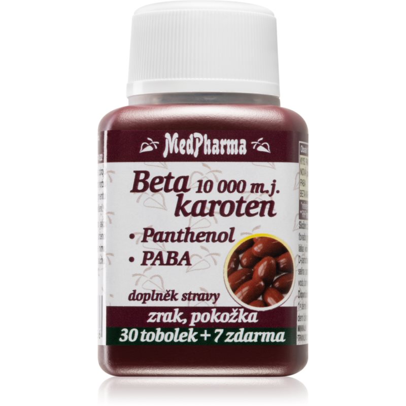MedPharma Beta karoten 10000 m.j.Panthenol + PABA tobolky pre zdravie zraku a pokožky 37 cps