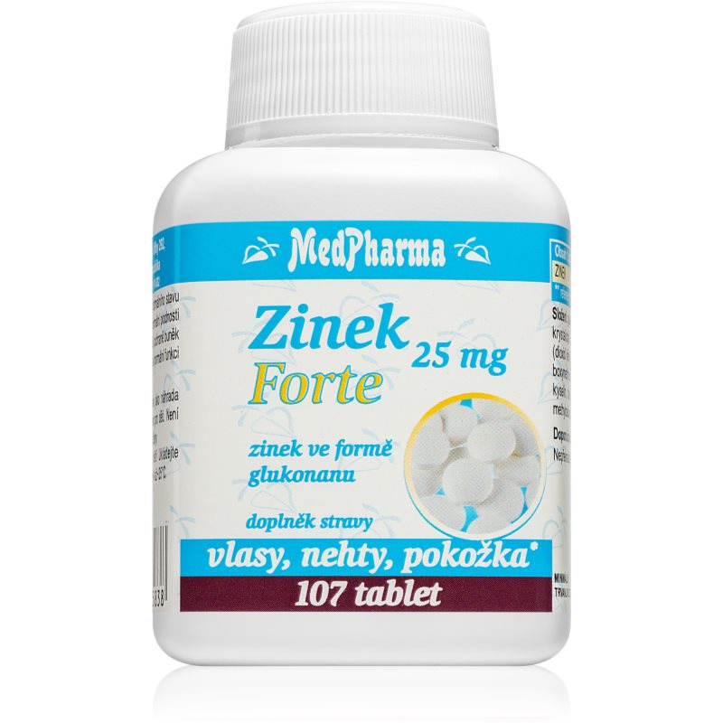 MedPharma Zinok 25mg Forte tablety pre vlasy, nechty a pokožku 107 tbl kúpite na Notino.sk