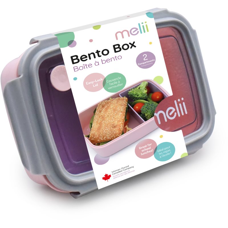 Melii Bento Box pudełko śniadaniowe Pink, Purple, Gray 880 ml