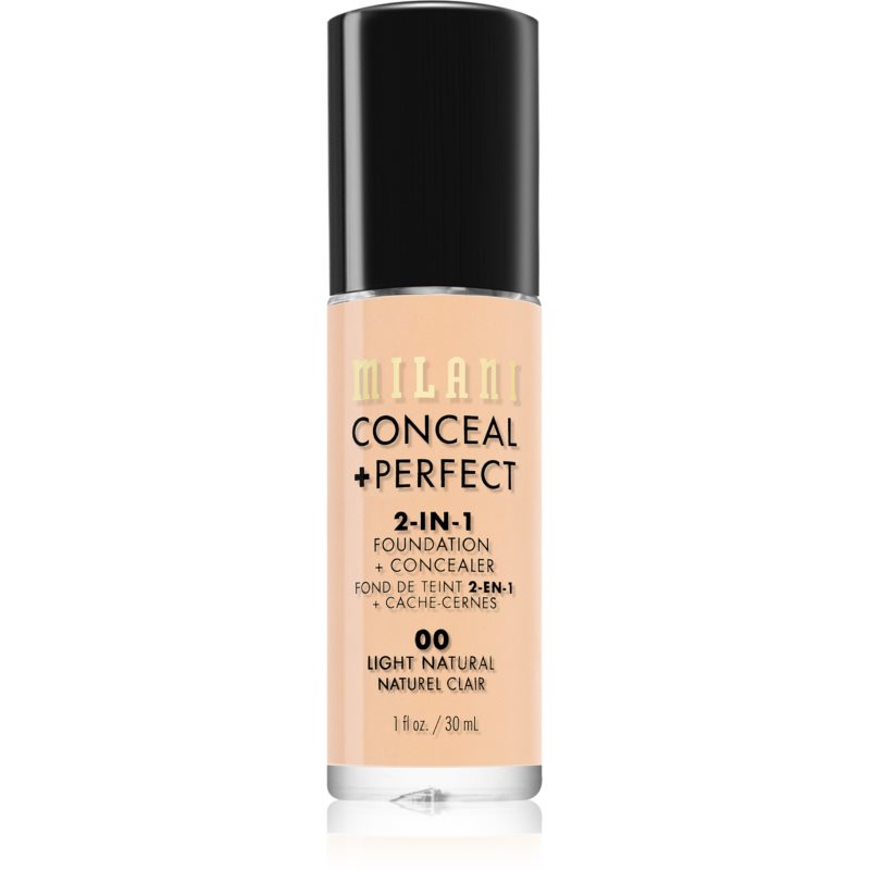 Milani Conceal + Perfect 2-in-1 Foundation And Concealer makiažo pagrindas 00 Light Natural 30 ml