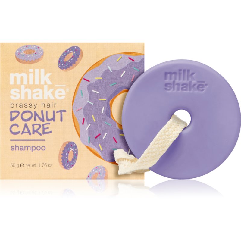 Milk Shake Silver Shine Donut Care Shampoo tuhý šampon neutralizující žluté tóny 50 g