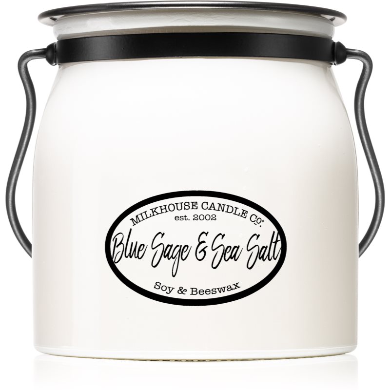 Milkhouse Candle Co. Creamery Blue Sage & Sea Salt kvapioji žvakė sviestiniame indelyje 454 g