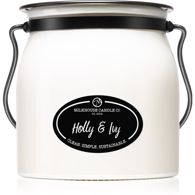 Milkhouse Candle Co. Creamery Holly & Ivy dišeča sveča Butter Jar 454 g
