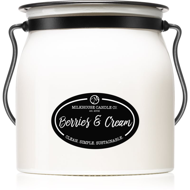 Milkhouse Candle Co. Creamery Berries & Cream kvapioji žvakė sviestiniame indelyje 454 g