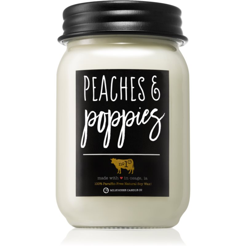 Milkhouse Candle Co. Farmhouse Peaches & Poppies aроматична свічка Mason Jar 368 гр