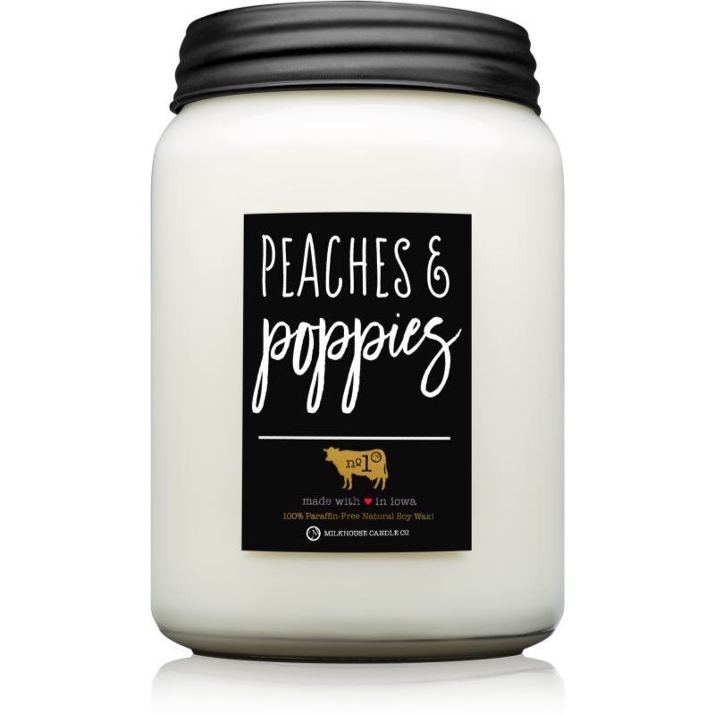 Milkhouse Candle Co. Farmhouse Peaches & Poppies mirisna svijeća Mason Jar 737 g