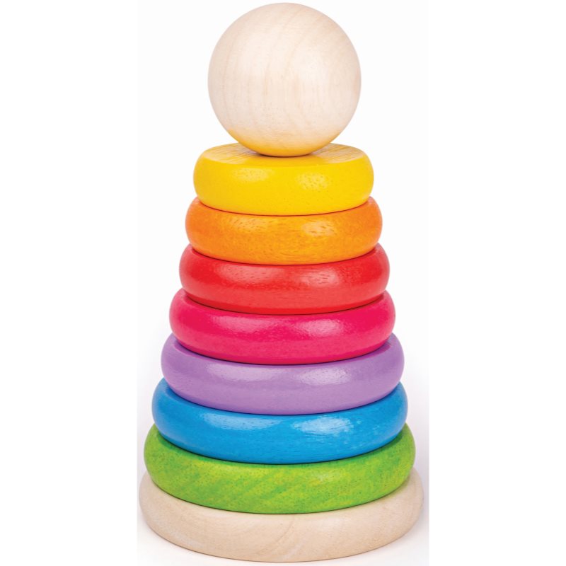 Bigjigs Toys First Rainbow Stacker nasazovací kroužky ze dřeva