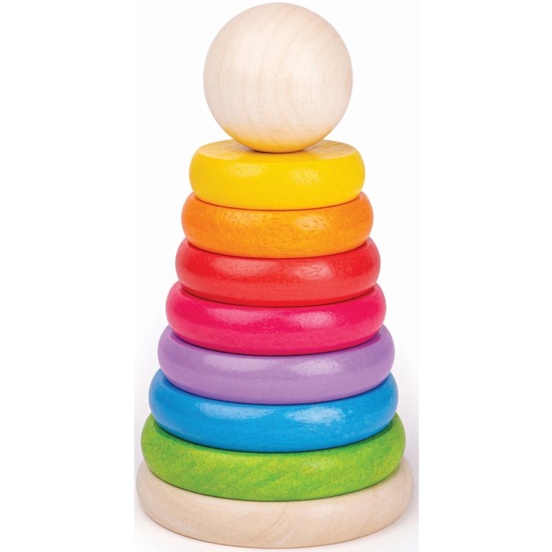 Bigjigs Toys First Rainbow Stacker пірамідка з кружалець з деревини
