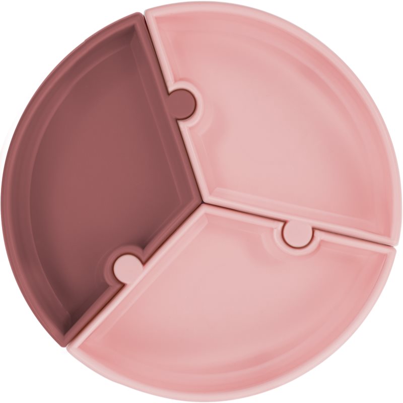 Minikoioi Suction Plate Puzzle dělený talíř s přísavkou Pink/Rose 1 ks