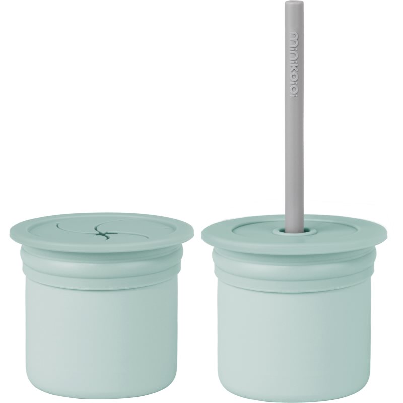 Minikoioi Sip+Snack Set набір посуду для дітей River Green / Powder Grey