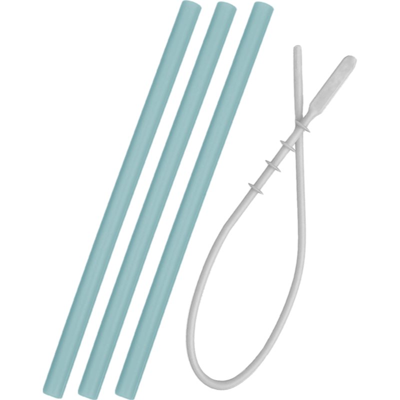 Minikoioi Flexi Straw with Cleaning Brush silicone straw with brush Aqua Green 3 pc
