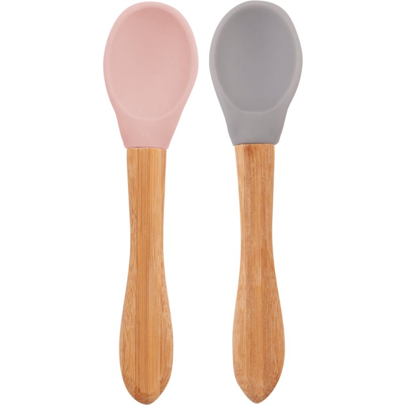 Minikoioi Spoon with Bamboo Handle kiskanál Pinky Pink/Powder Grey 2 db