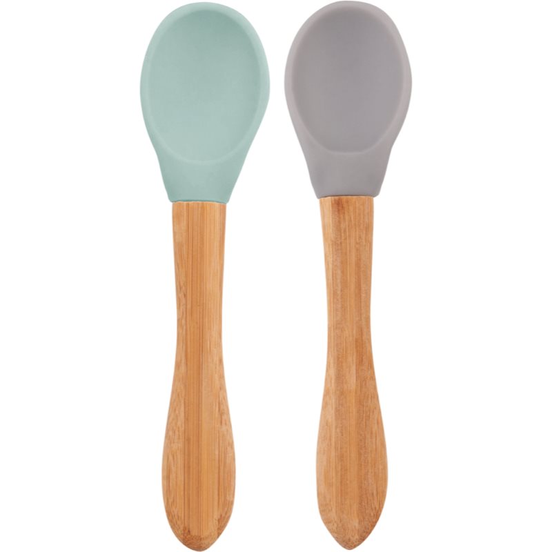 Minikoioi Spoon with Bamboo Handle kiskanál River Green/Powder Grey 2 db