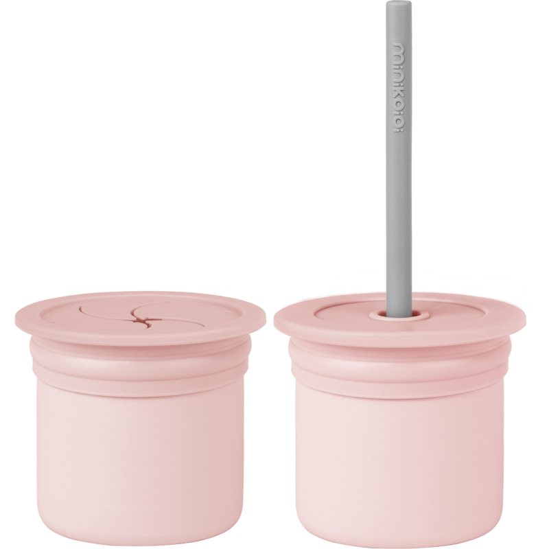 Minikoioi Sip+Snack Set etetőszett gyermekeknek Pinky Pink / Powder Grey