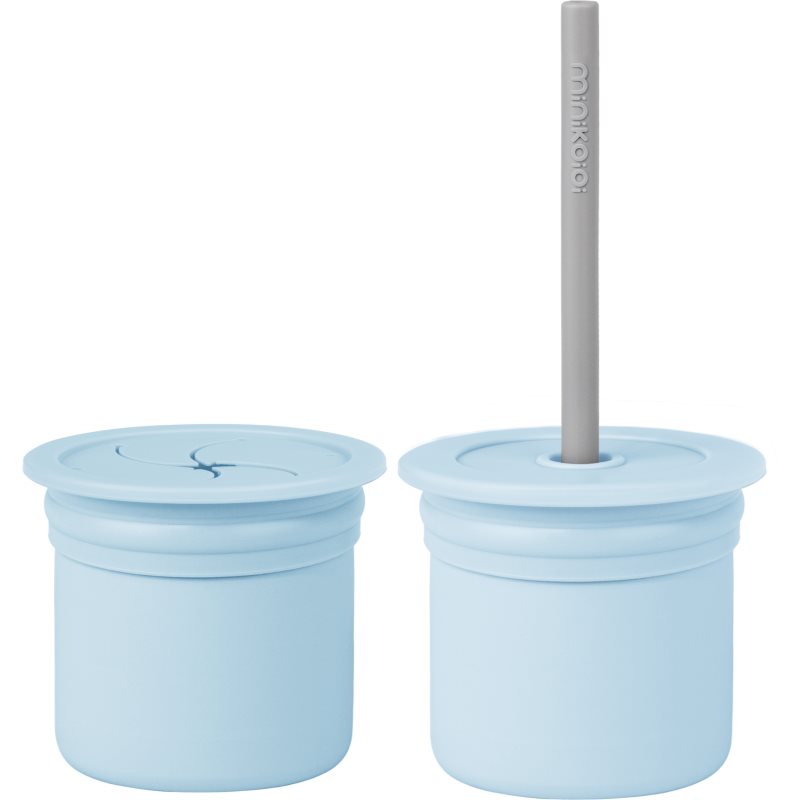 Minikoioi Sip Snack Set jedilni set za otroke Mineral Blue / Powder Grey