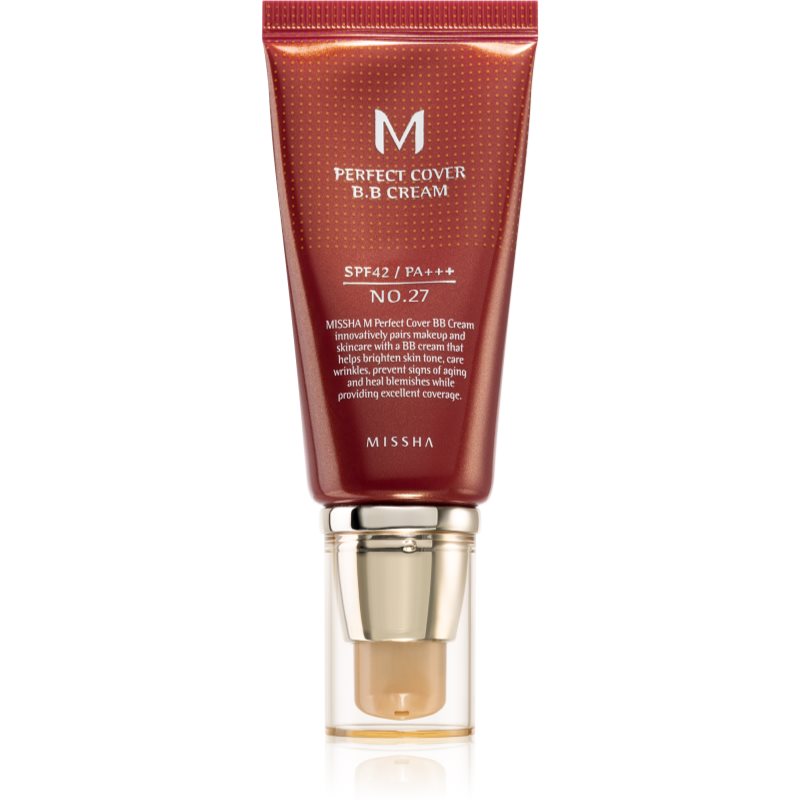 Missha M Perfect Cover BB krém s vysokou UV ochranou odtieň No. 27 Honey Beige SPF42/PA+++ 50 ml