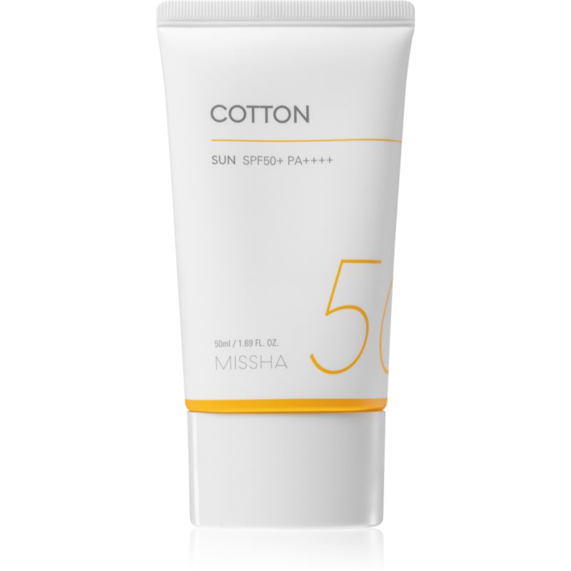 Missha All Around Safe Block Cotton Sun сонцезахисний крем SPF 50+ для чутливої шкіри та шкіри, схільної до алергії 50 мл