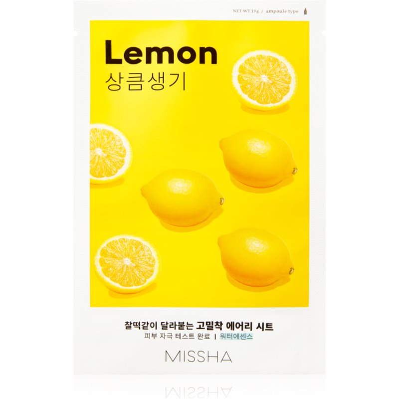 Missha Airy Fit Lemon skaistinamoji ir gaivinamoji tekstilinė veido kaukė 19 g