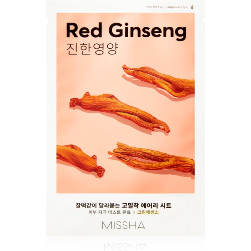 E-shop Missha Airy Fit Red Ginseng plátýnková maska s hydratačním a revitalizačním účinkem 19 g