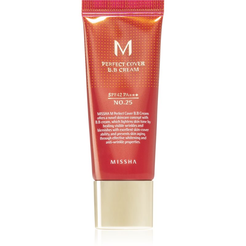 Missha M Perfect Cover BB krém s velmi vysokou UV ochranou malé balení odstín No. 25 Warm Beige SPF 42/PA+++ 20 ml