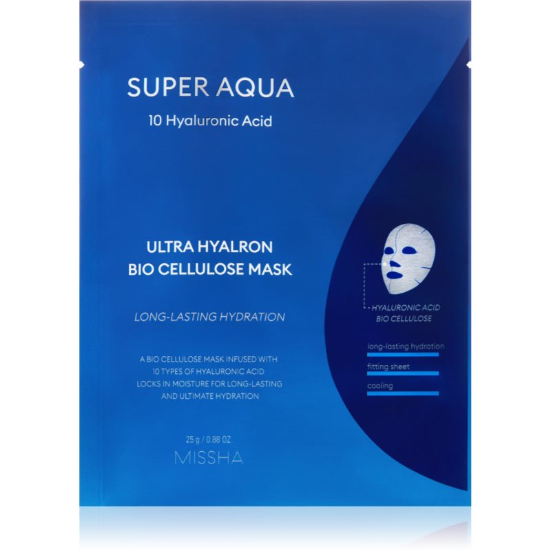 

Missha Super Aqua 10 Hyaluronic Acid тканинна маска для обличчя з екстра зволожуючим та поживним ефектом