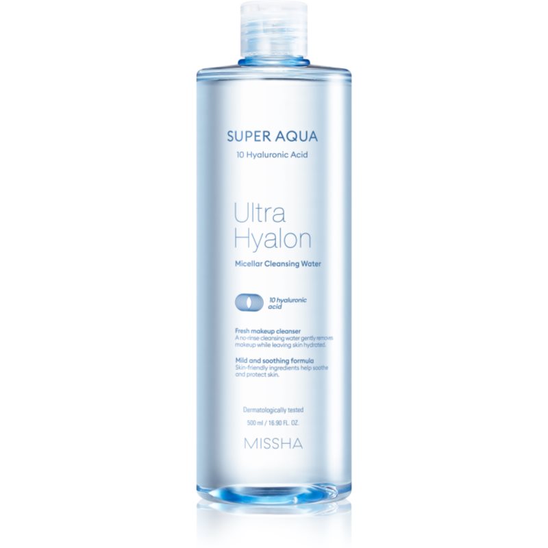 Missha Super Aqua 10 Hyaluronic Acid jemná čisticí micelární voda 500 ml