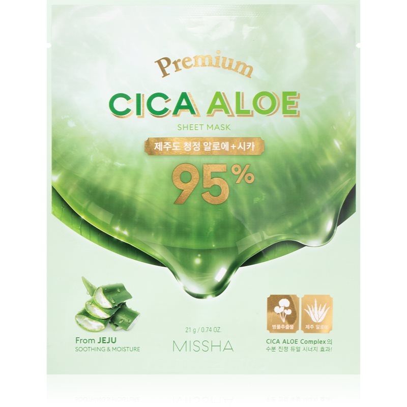

Missha Premium Cica Aloe тканинна маска для обличчя з очищаючим та освіжаючим ефектом з алое вера