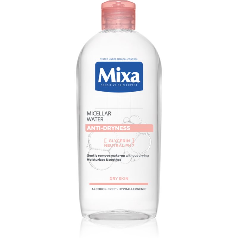 Mixa Anti-Dryness 400 ml micelárna voda pre ženy na zmiešanú pleť; na dehydratovanu pleť; na citlivú a podráždenú pleť
